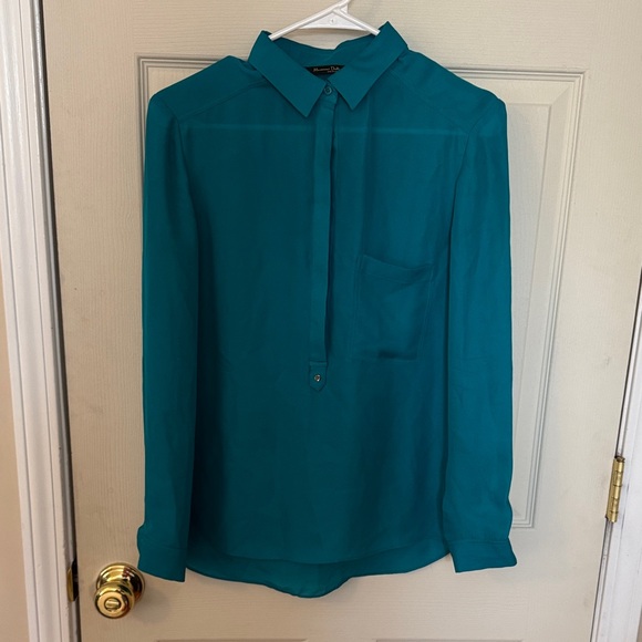 Massimo Dutti Tops - Teal women’s silk Shirt